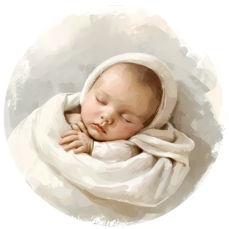 Sleeping Baby Wrapped in Blanket