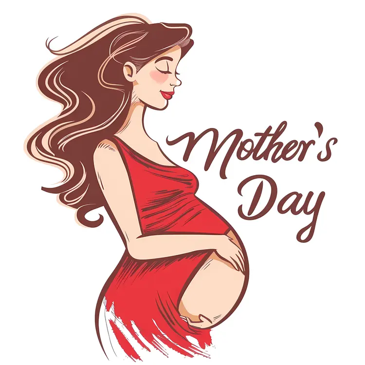 Mother's Day Pregnant Woman Illustration
