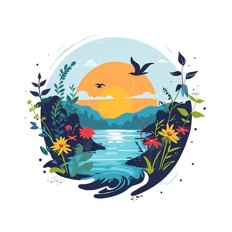 Beautiful Sunset Over a Lake