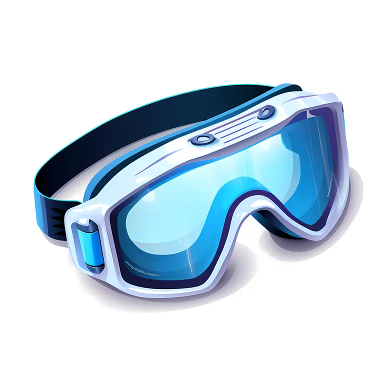 White and Blue Ski Goggles with Blue Lens