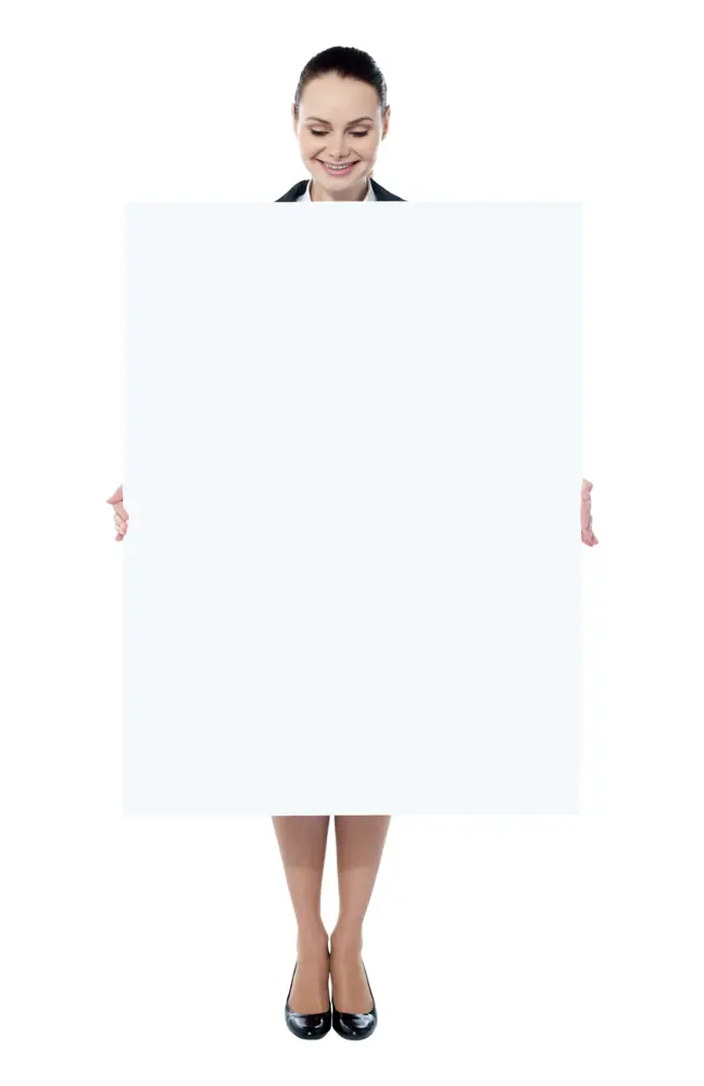 Woman Holding a Blank Sign