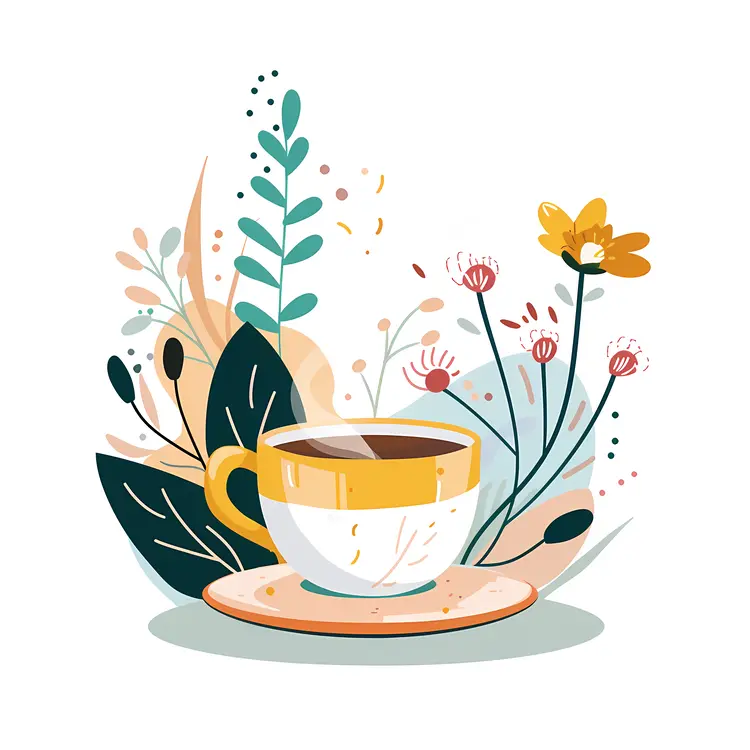 Coffee cup with yellow flowers