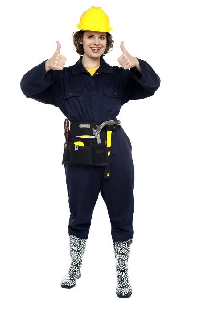 Woman in Work Uniform Giving Thumbs Up