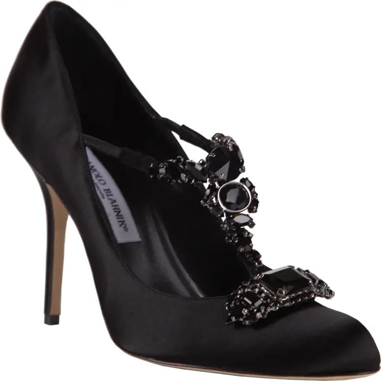 Single Black High Heel with Embellishments