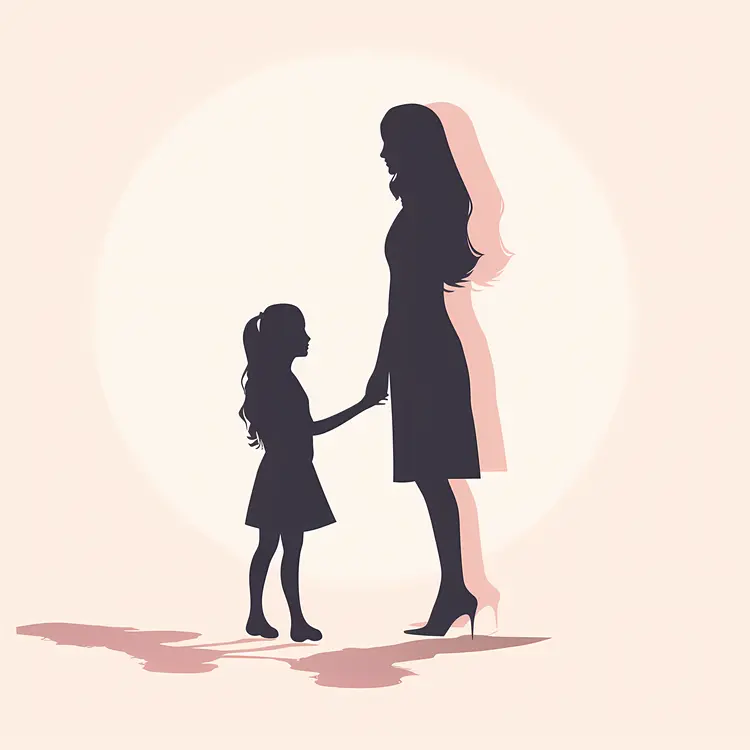 Mother and Child Holding Hands Silhouette