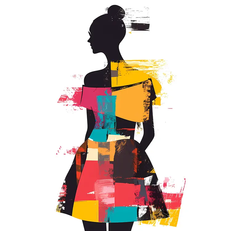 Modern Colorful Dress Silhouette