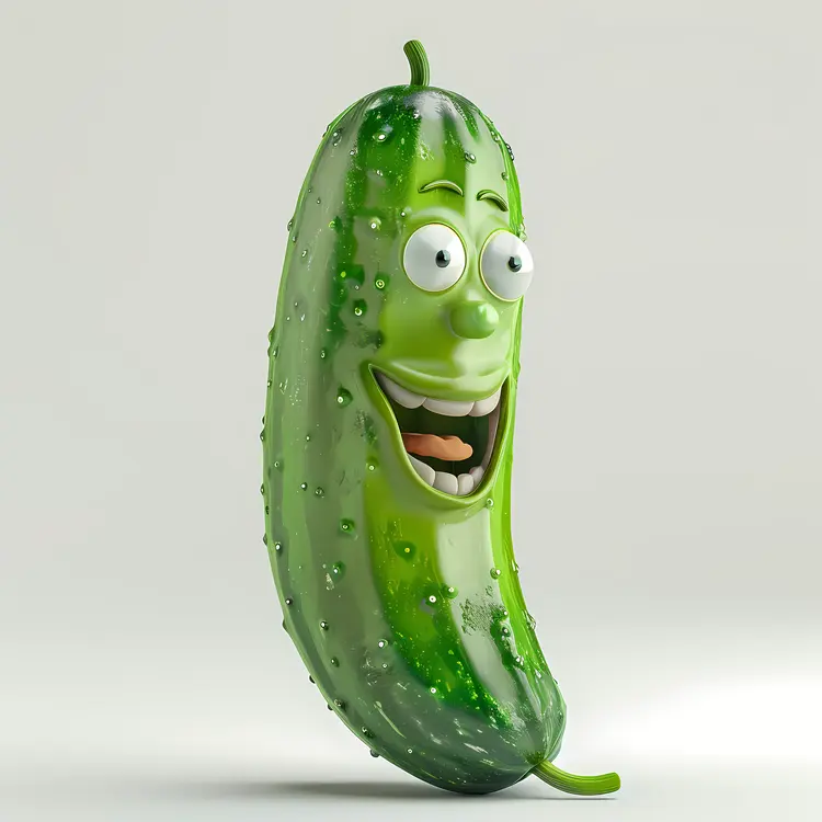 Smiling Green Pickle Cartoon