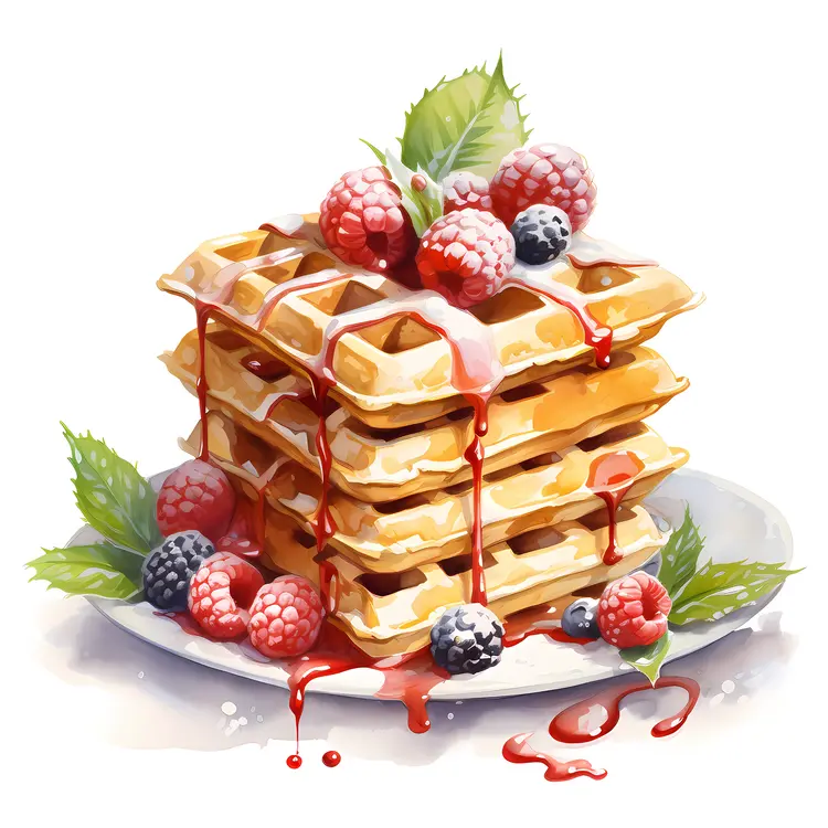 Stack of Waffles with Berries
