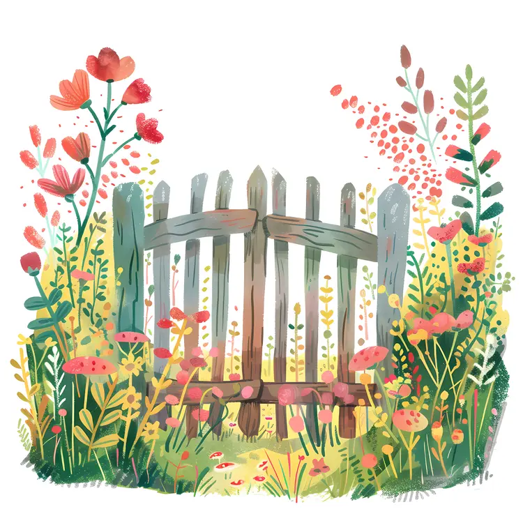 Wooden Gate with Floral Arrangement