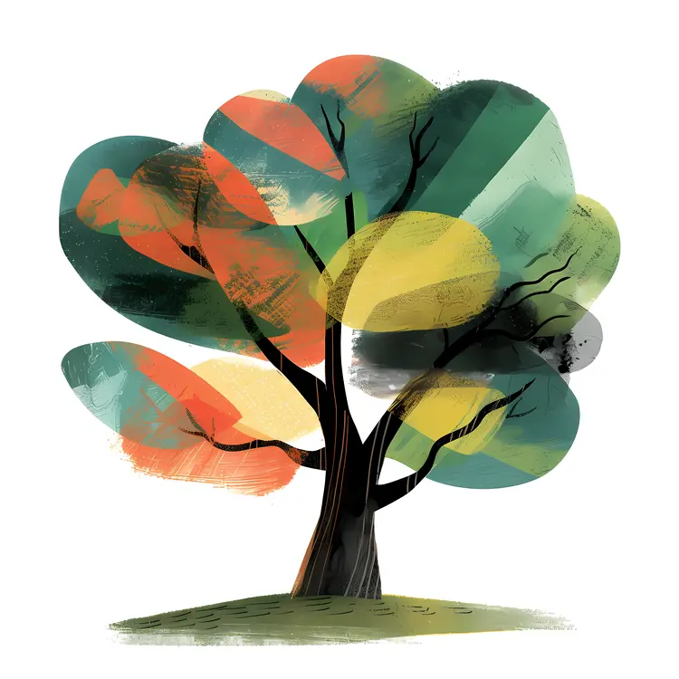 Abstract Colorful Tree with Round Leaves