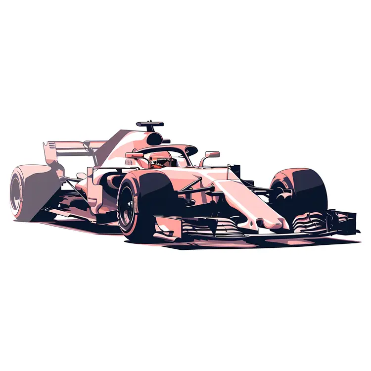 Pink and White Formula 1 Car Illustration