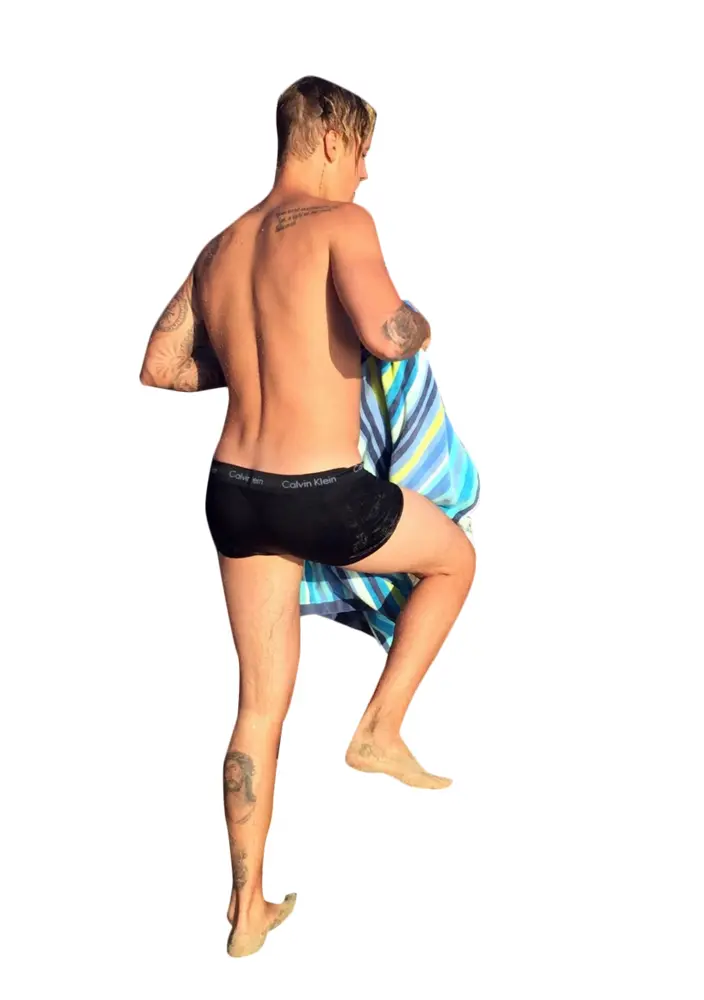 Man with Towel in Underwear