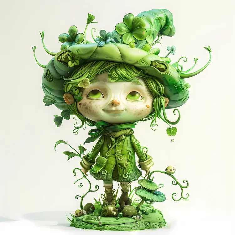 Green Leprechaun with Shamrocks