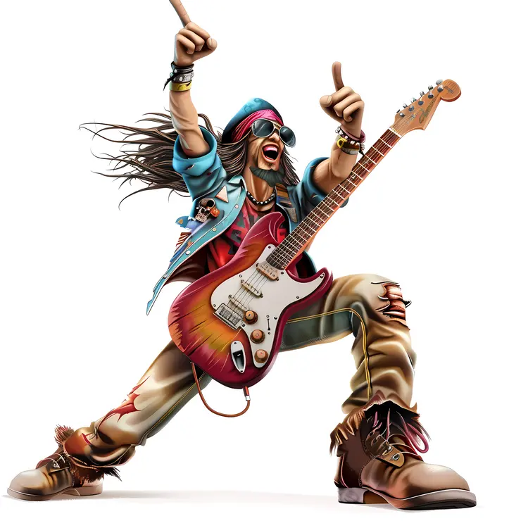 Rock Guitarist in Action