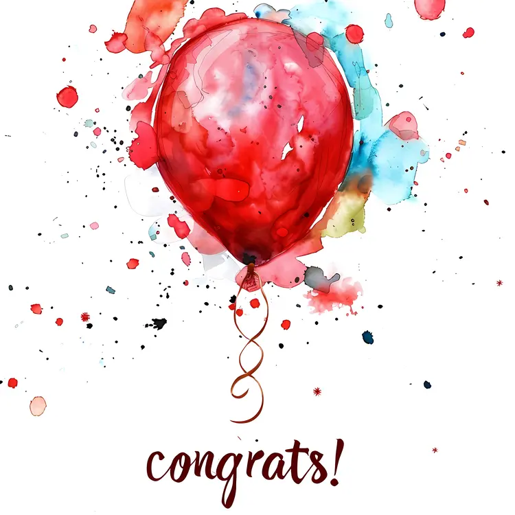 Red Balloon with Congrats Message