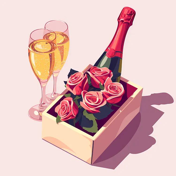 Champagne and Roses for a Romantic Celebration