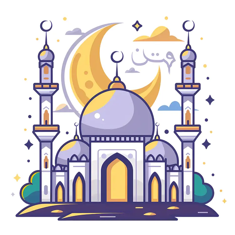 Beautiful Mosque with Crescent Moon