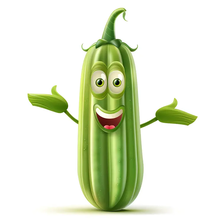 Happy Zucchini Cartoon Character