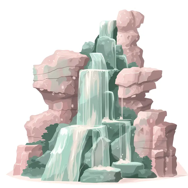 Serene Waterfall with Rocky Formation