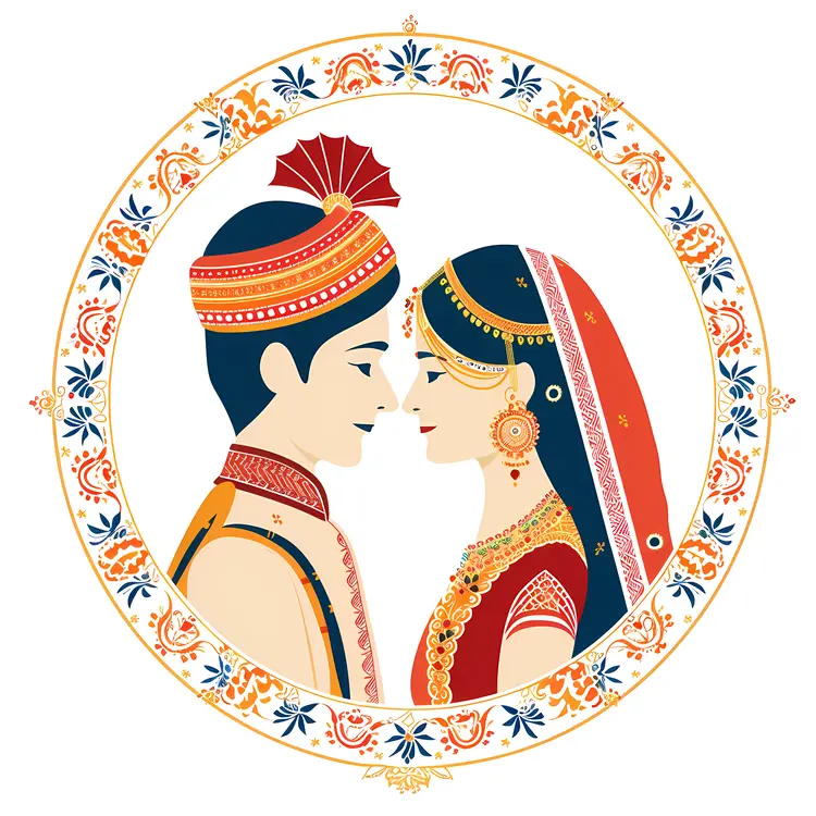 Traditional Wedding Couple in Decorative Frame