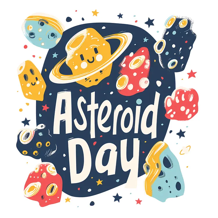 Asteroid Day Celebration with Cute Planets
