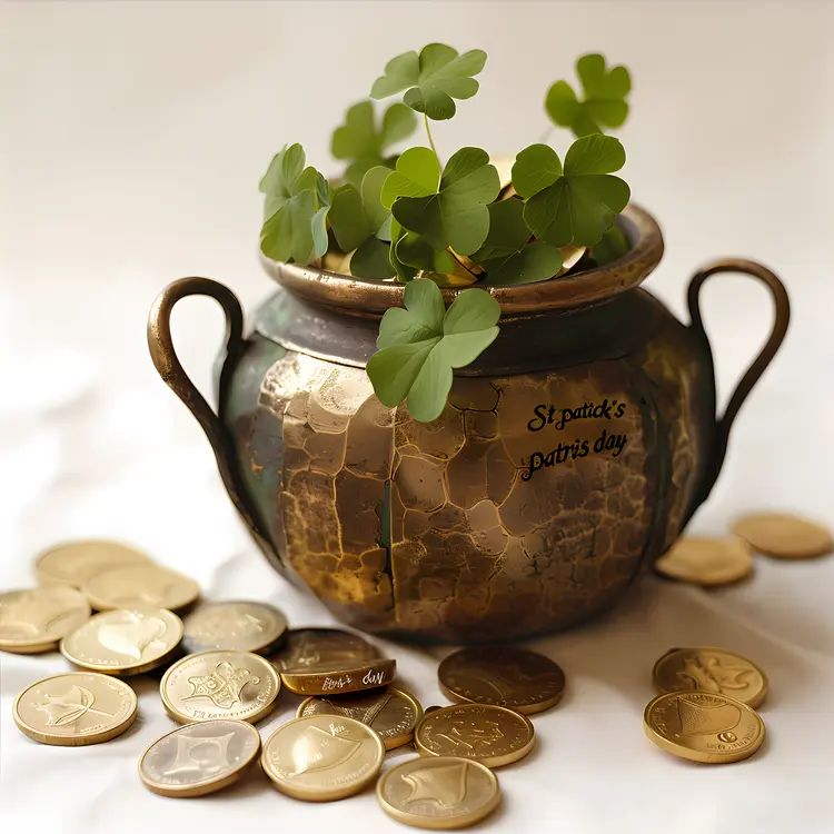 Pot of Gold with Shamrocks for St. Patrick's Day