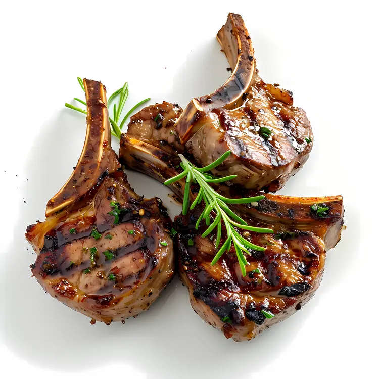 Tasty Grilled Lamb Chops with Fresh Rosemary