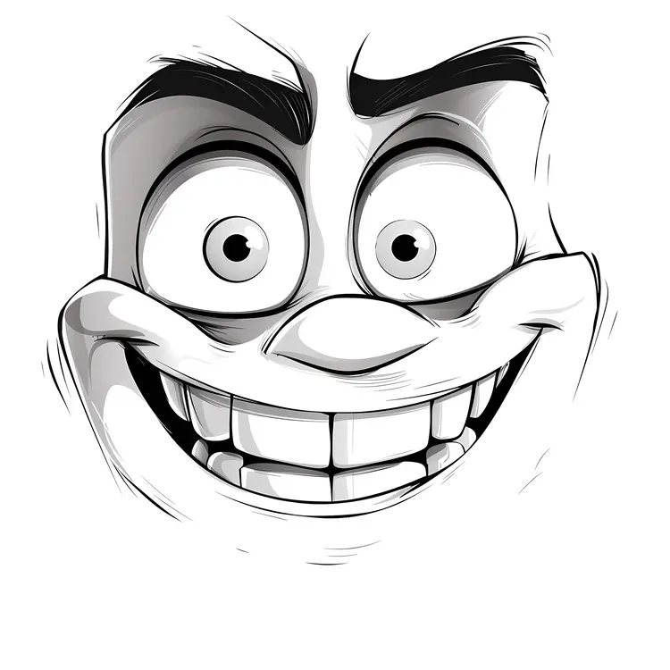 Smiling Cartoon Face with Big Eyes