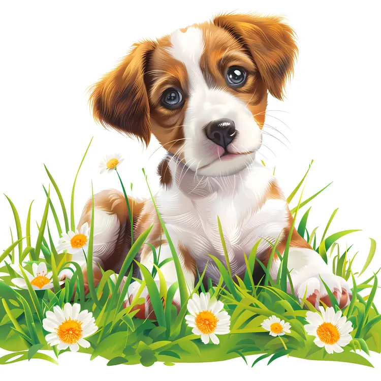 Curious Puppy in the Grass