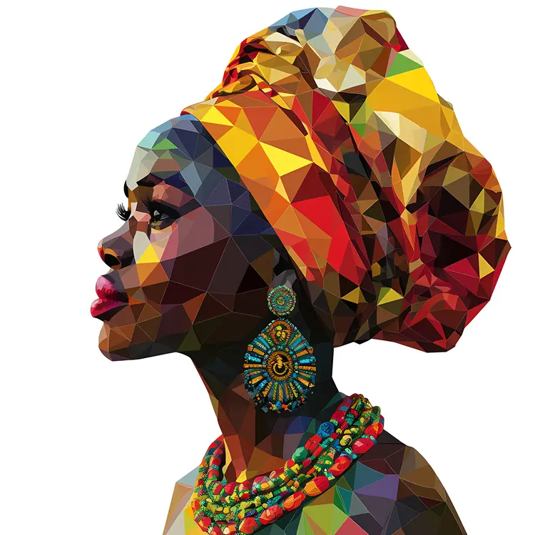 Colorful Abstract Portrait of a Woman with Headwrap