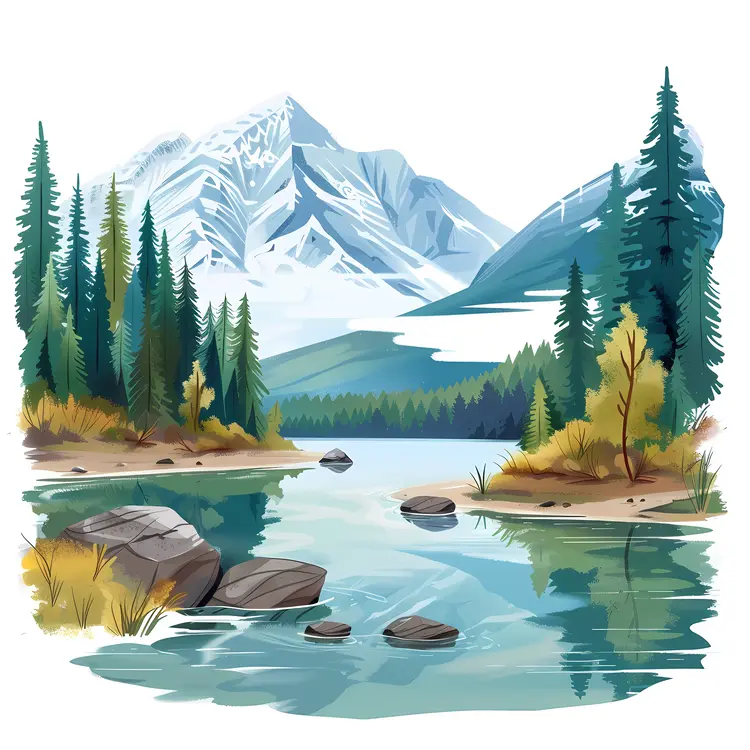 Tranquil Mountain Lake Landscape
