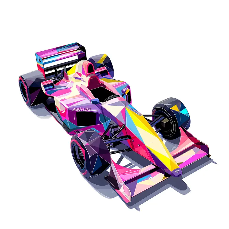 Colorful Race Car on White Background