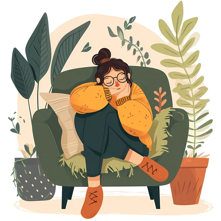 Woman with Glasses Relaxing in Armchair