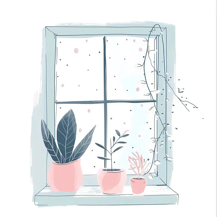 Cozy Window with Potted Plants