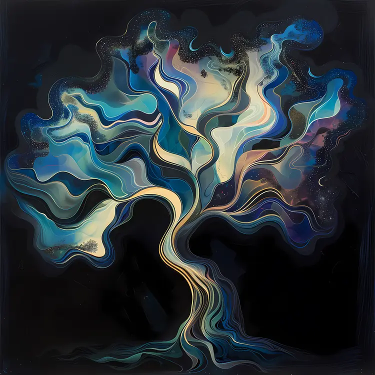 Abstract Colorful Tree Art