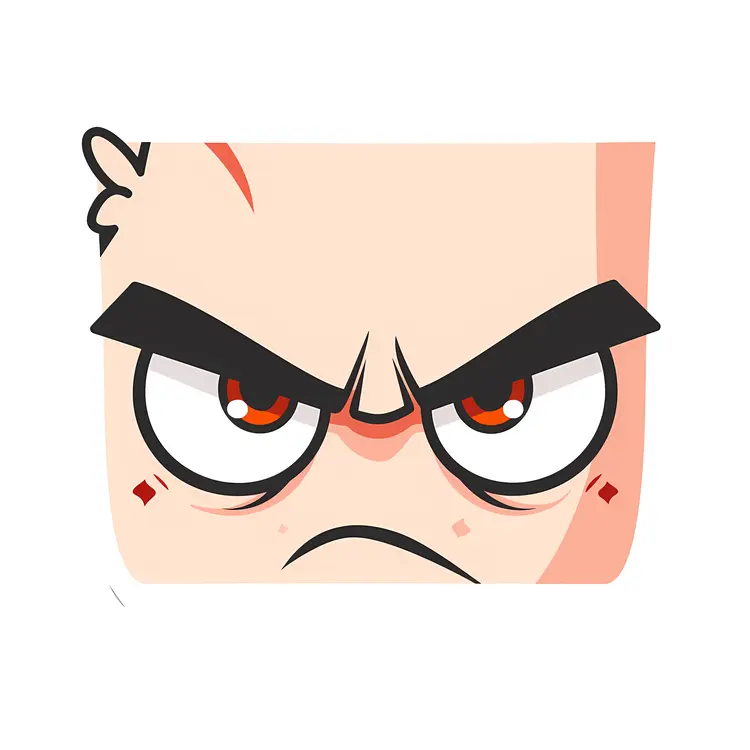 Cartoon Angry Face with Red Eyes