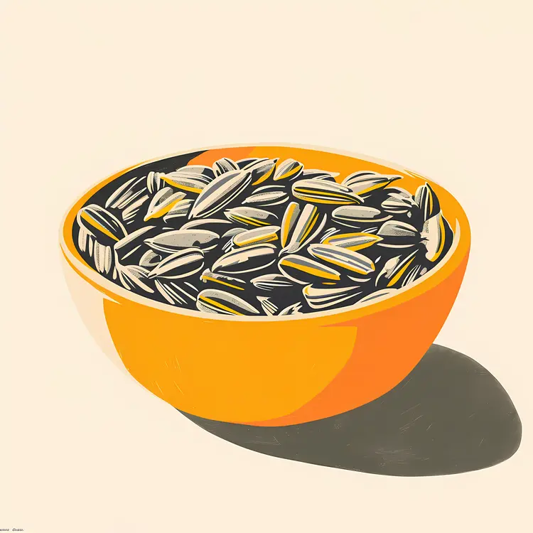Sunflower Seeds in Orange Bowl Illustration