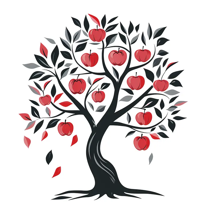 Black and Red Apple Tree