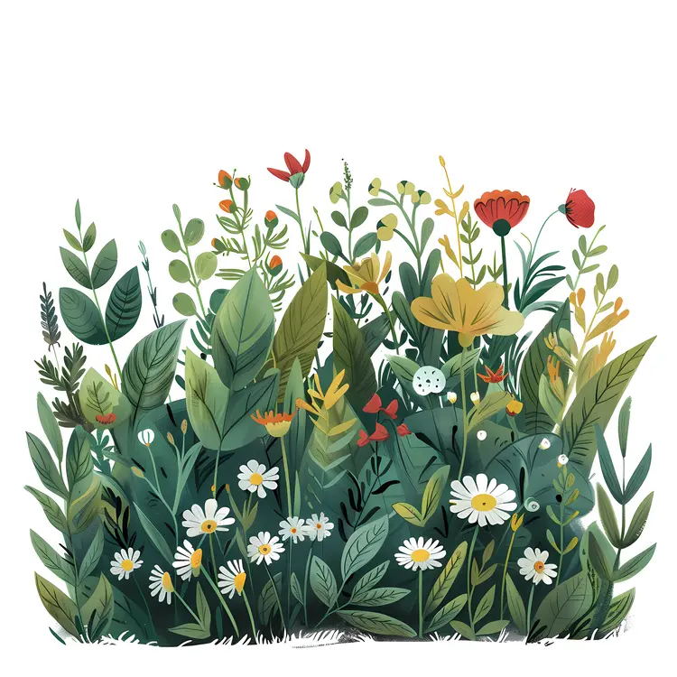 Wildflowers in a Green Meadow