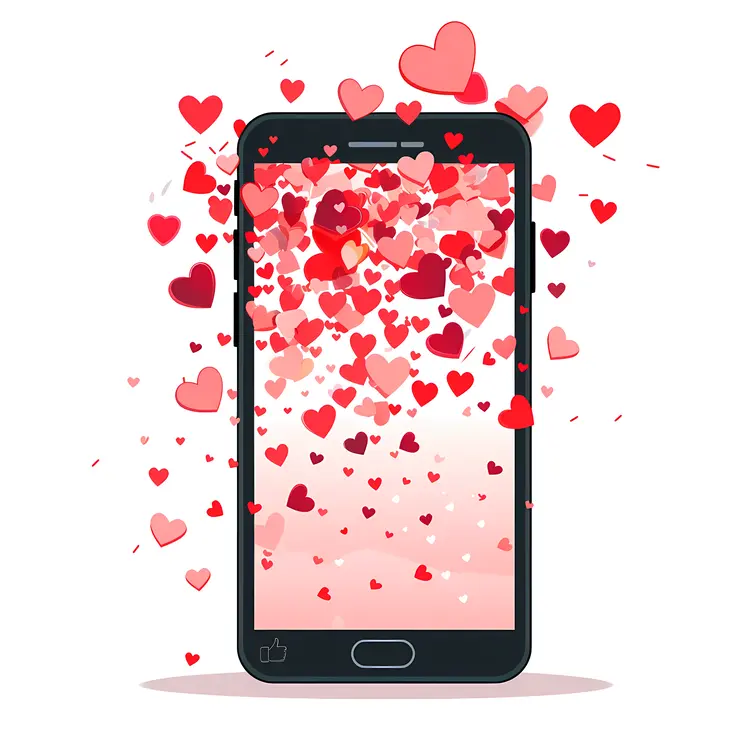 Smartphone with Hearts for Valentine's Day