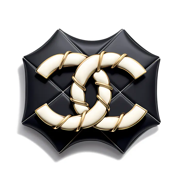 Black and White Chanel Logo with Gold Accents