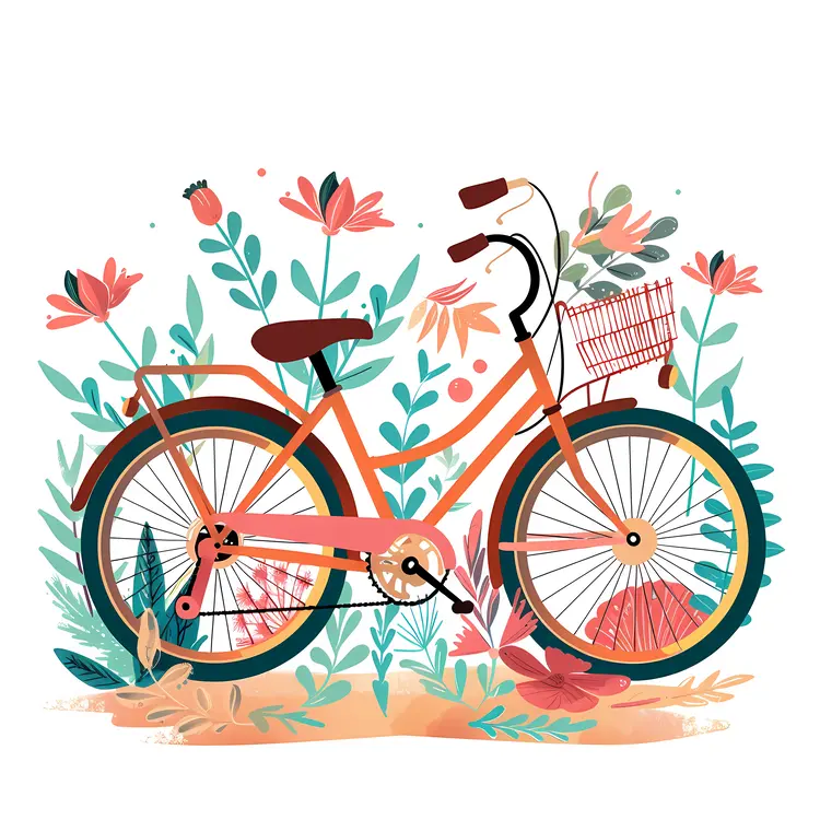 Bicycle with Flowers Illustration