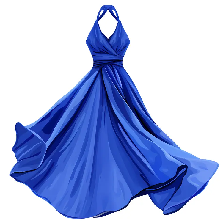 Elegant Blue Halter Dress