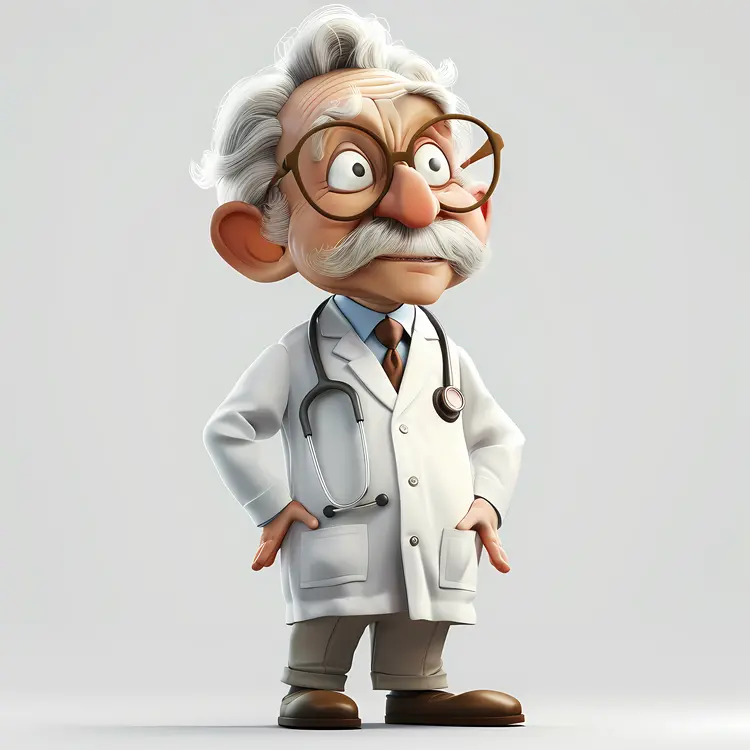 Elderly Doctor with Stethoscope and Glasses