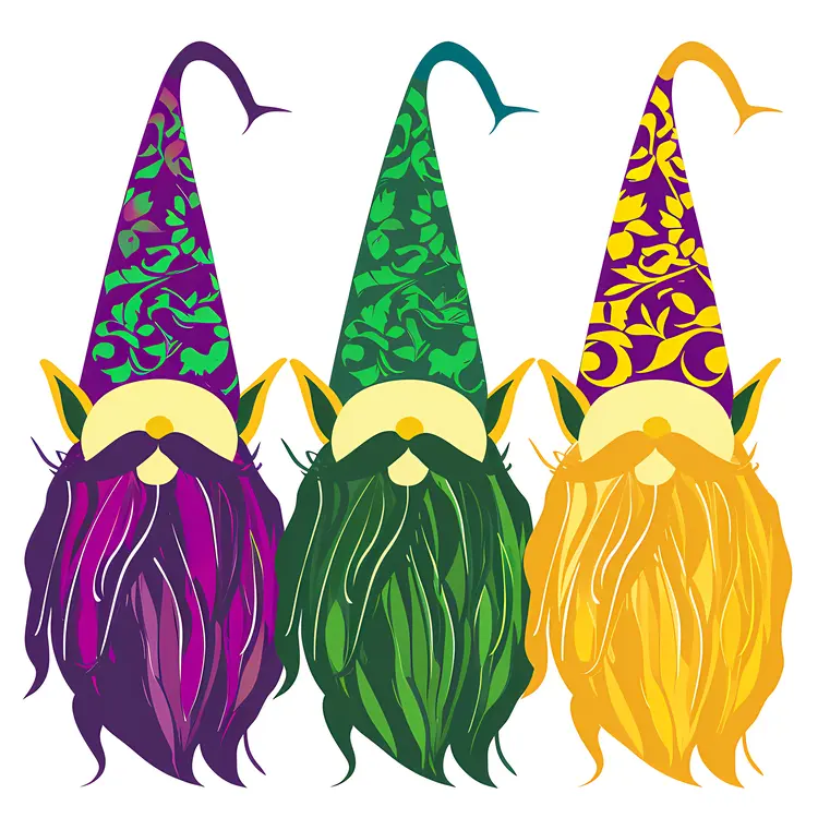 Colorful Gnomes with Patterned Hats