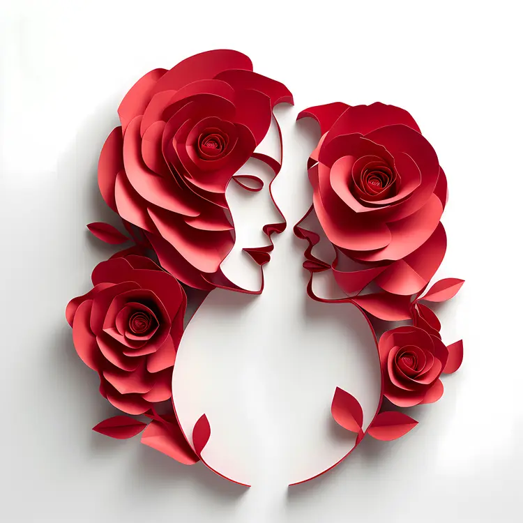 Two Faces with Red Roses