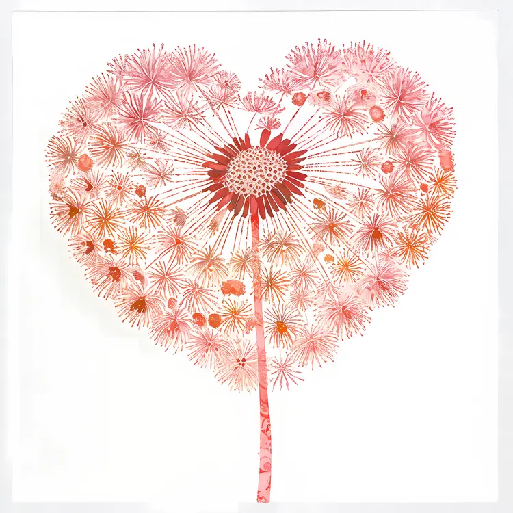 Heart-shaped Pink Flower Illustration