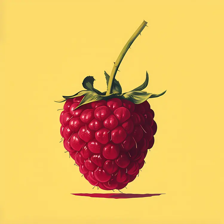 Red Raspberry on Yellow Background