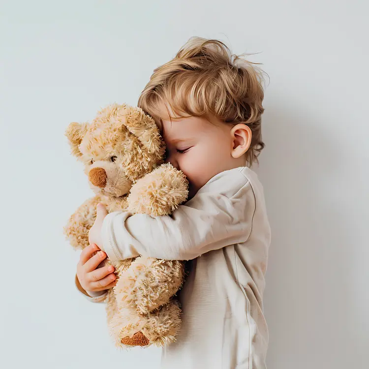 Adorable Child Hugging Teddy Bear