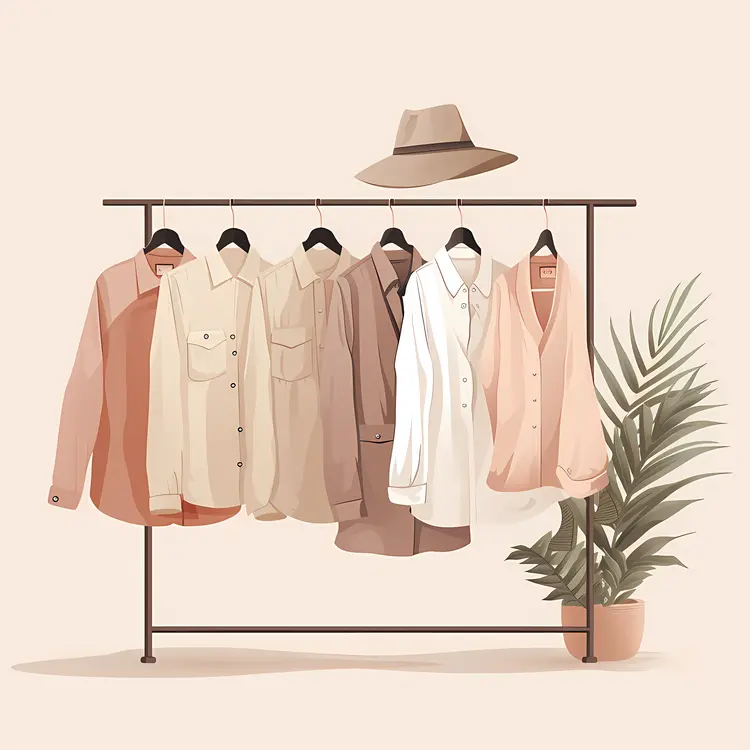 Minimalist Clothing on Hangers